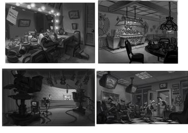 Several pieces of concept art by Joe Spadaford.