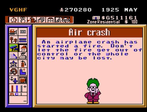 Screenshot of SimCity NES provided by Frank Cifaldi (2/2).
