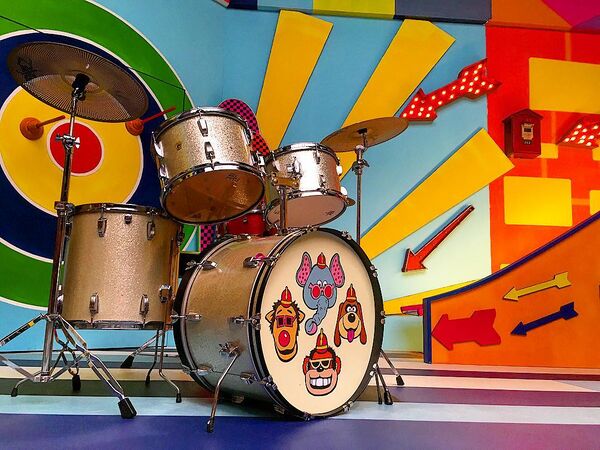 Photo of "The Banana Splits" drums used in the pilot.