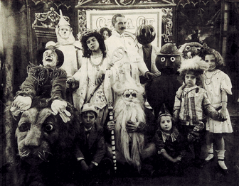L. Frank Baum surrounded by the characters in The Fairylogue and Radio-Plays.