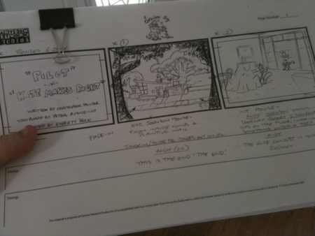 A storyboard panel from the pilot.