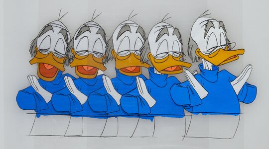 Sequential lineup of production cels.