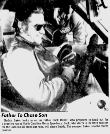 Buddy Baker checks on his father Buck prior to a practice session.