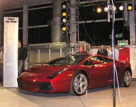 A Lamborghini Gallardo in the Top Gear studio.