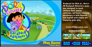 The title screen for Dora the Explorer Backpack Adventure 3D.