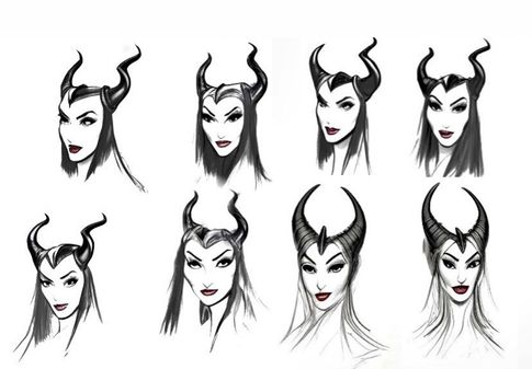 Concept depicting facial expressions for Maleficent.