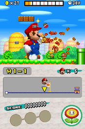 Mega Mario running through 1-1.
