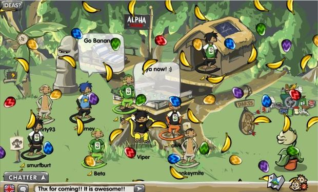 A screenshot of the game, Monkeys at the players housing, a treehouse.