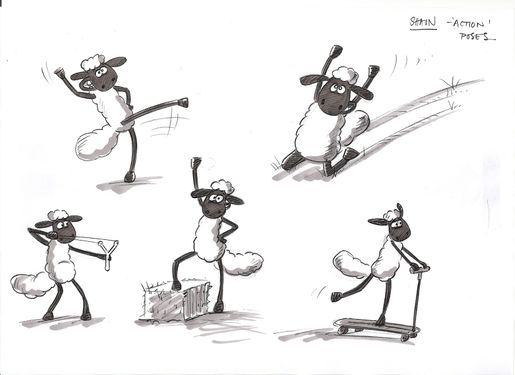 Shaun's first set of action poses made for the pilot by Sylvia Bull
