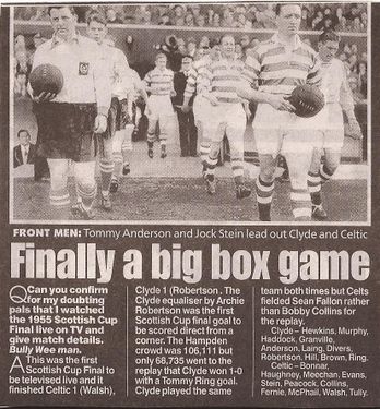 Daily Record detailing the match and the BBC broadcast.