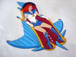 Sailor Mercury in her flying space chair.