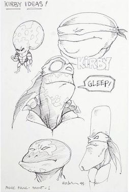 Concept art for a more alien-like Kirby (1/3).