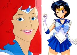 A comparison of the Toon Makers version of Sailor Mercury and the original Sailor Mercury.