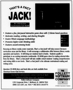 TFJ ad with an earlier logo taken from Media and Methods January/February 1996.