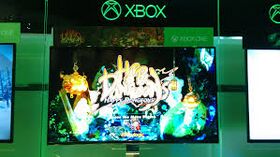 The game's E3 build seen on a Xbox cabinet.