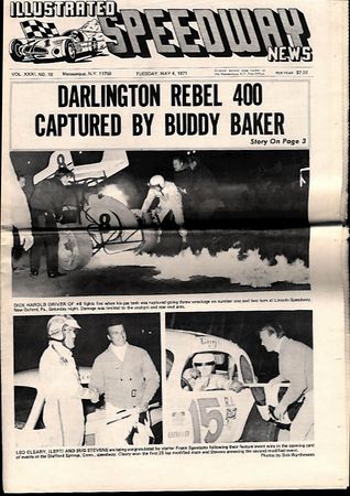 Illustrated Speedway News announcing Baker as the winner.