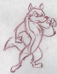 Concept art of the wolf character.