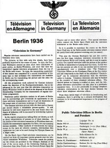 1936 Berlin Games television program printed in English.