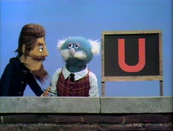 Screenshot of Letter U skit. This is only a regular skit and is not a filmed version of the "U Lecture" song from The Muppet Alphabet Album.