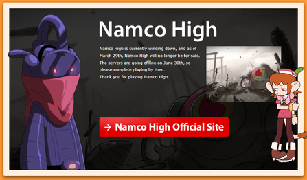 A message detailing Shiftylook's plans for Namco High as seen on the Shiftylook website in 2014.