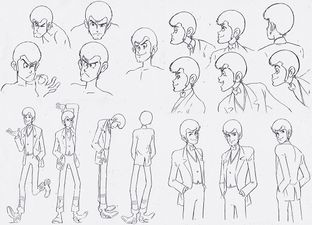Model sheets of the character Lupin III from the series Lupin VIII.