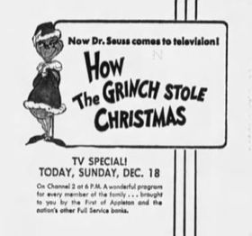 An ad for the special's premier from the December 18th, 1966 edition of The Post-Crescent.