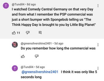 Tundil4’s comment on what he remembered from the PSP commercial