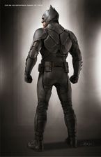 Concept art of the back of the Batsuit without the cape by Keith Christensen
