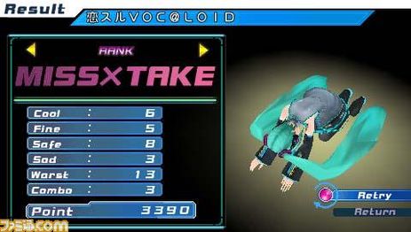 In-game screenshot of the playable demo. (Results screen (Failure))