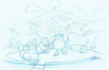 An early concept sketch of the short "Wot-a-Splash!" (2/2).