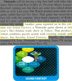 Sound Fantasy early, mini-preview featured in the "Pak Watch Update" section (1994-02).