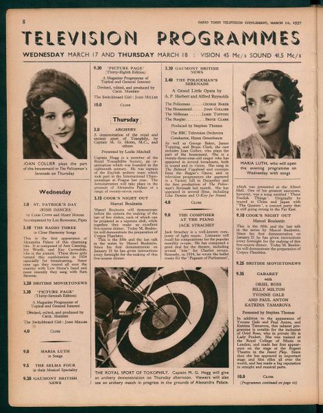 Issue 702 of Radio Times detailing the 1937 broadcast.