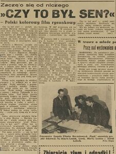 Newspaper article describing the plot of the first version of Czy to był sen?