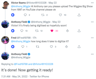 Screenshot of Anthony's tweets on Twitter confirming the digitizing process of the concert prior to its release
