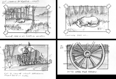 A storyboard sequence for the film (1/4).