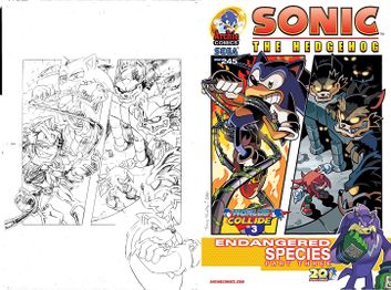 Original cover art to Sonic the Hedgehog #245. Lien-Da was removed from the final version.