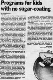 An article in the Aug 12, 1979 issue of The Des Moines Register newspaper that features descriptions for various Nickelodeon shows at the time, including Nickel Flicks.[4]