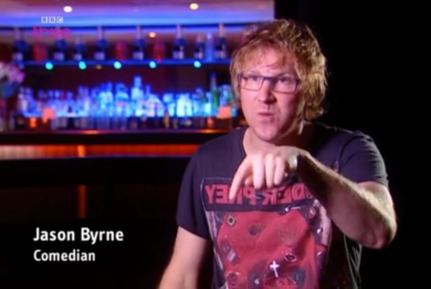 Comedian Jason Byrne commentating on Most Annoying People 2009.