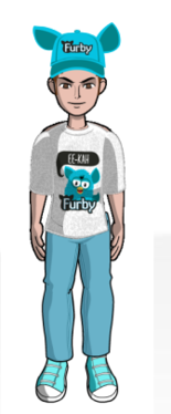A boy wearing limited-edition Furby clothing