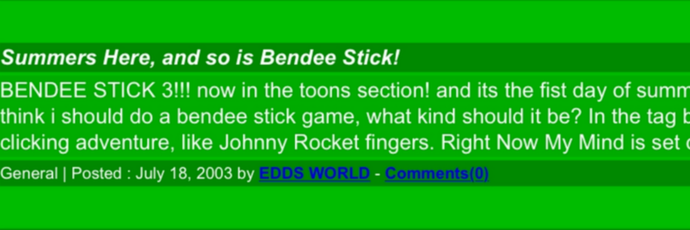 Edd Announcing that "Bendee 3" is out