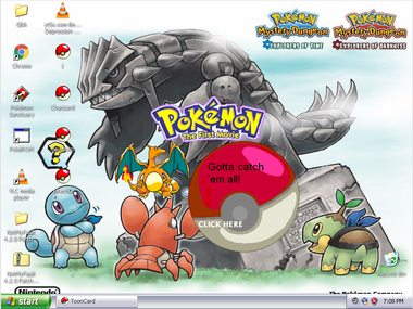 A screenshot of a PC running the Charizard Tooncard.