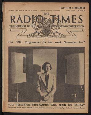 Issue 683 of Radio Times promoting the arrival of BBC Television Service.