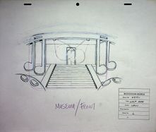 Background model sketch for the front of a museum.