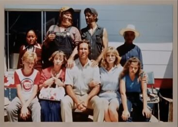 The Griswolds with the service station attendants and Native Americans