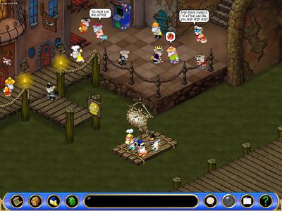 The main street of the Pirat lair. Notice that the players are wearing Pirat themed disguises.