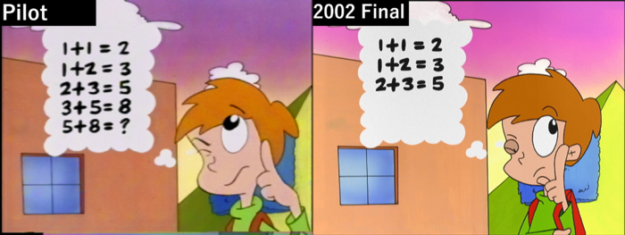 A screenshot showing a comparison of a scene in the pilot and final.