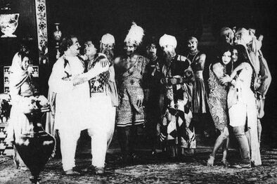 A still from the end scene, where the cast meet together