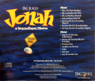 Back cover for the Jonah: A VeggieTales Movie Radio Disc.