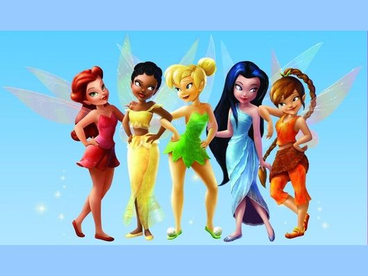 Tinker Bell and her friends with their early designs.
