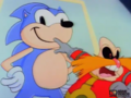 Dr. Robotnik showing a picture of Sonic to his Badniks.